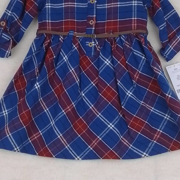 Carter's Baby 2-Peice Flannel Cotton Dress Set Size 12mo in Red Blue Plaid - Picture 4 of 11
